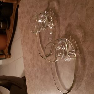Set of 4 Gorgeous Vintage 1930s Art Deco Columbia Clear Pattern Snack Se…